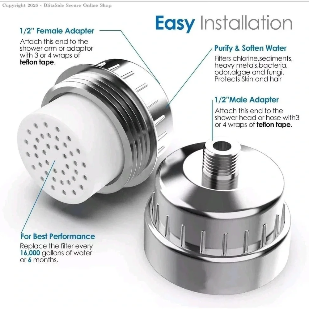 2 PCS 20 Stage Universal Shower Head Filter for Hard Water Chrome Purifier Tape